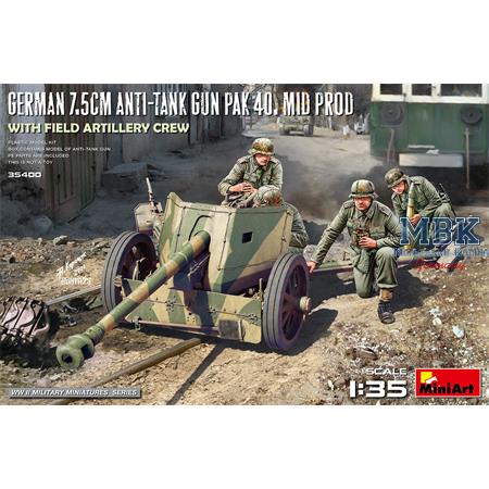 German 7.5cm Anti-Tank Gun PaK 40. Mid Prod w/crew