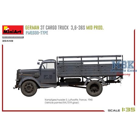 German 3t Cargo Truck 3,6-36S Mid Prod.PmQ600-Type