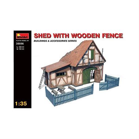 Shed with wooden Fence