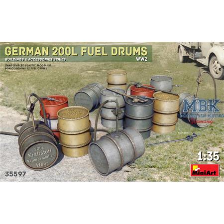 German 200L Fuel Drum Set WW2