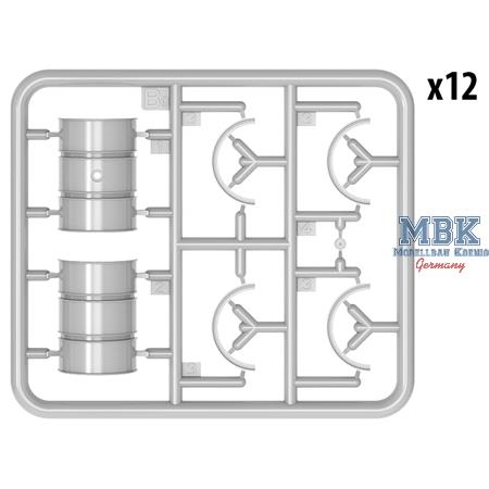 German 200L Fuel Drum Set WW2