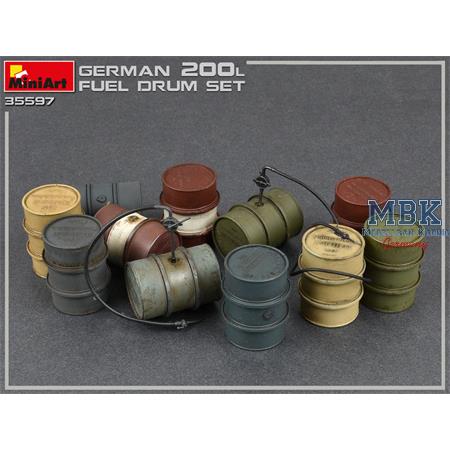 German 200L Fuel Drum Set WW2