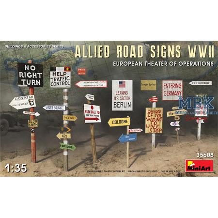 Allied Road Signs WWII. European Theatre
