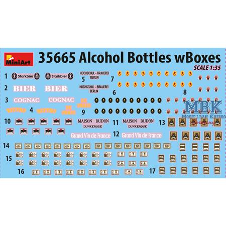 Alcohol Bottles with boxes