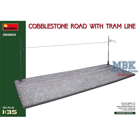 Cobblestone Road with Tram Line