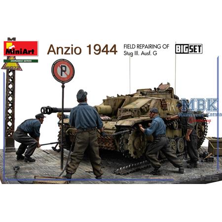 Anzio 1944. Field Repairing of Stug III. Ausf. G.