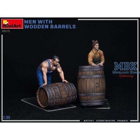 Men with wooden barrels