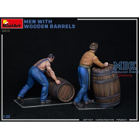Men with wooden barrels