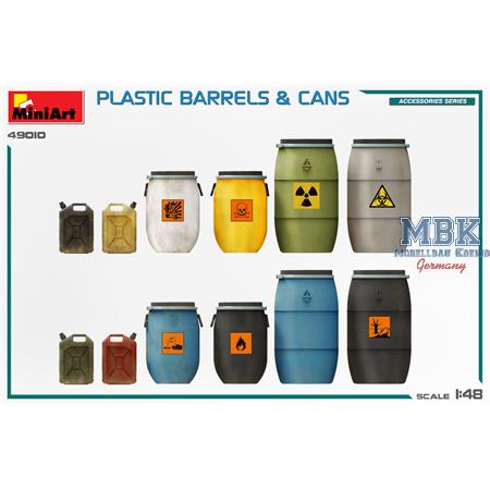 Plastic barrels and cans