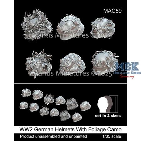 WW2 German Helmets With Foliage Camo