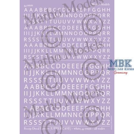 Decal letters uppercase White 4-5mm