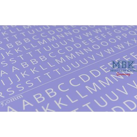 Decal letters uppercase White 4-5mm
