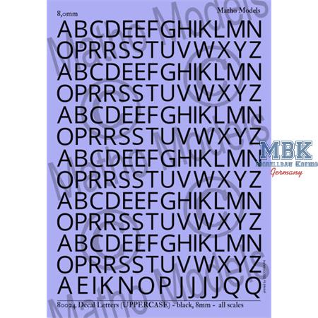 Decal Letters (uppercase) - black, 8mm