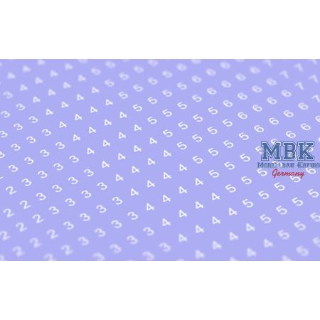 Decal numbers Type 1 White 1,5mm