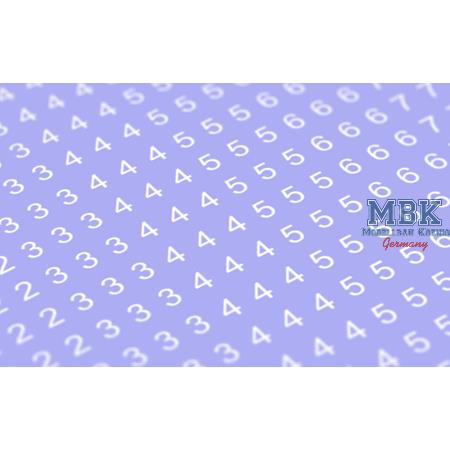 Decal numbers Type 1 White 2,5mm