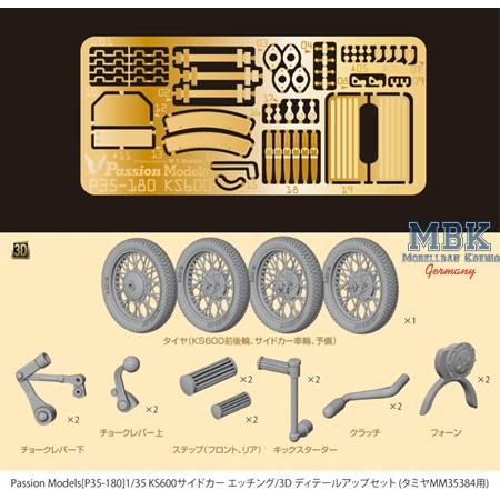 1/35 KS600 Motorcycle & Sidecar PE & 3D Part Set