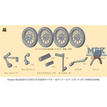 1/35 German KS600 Motorcycle & Sidecar 3D Part Set