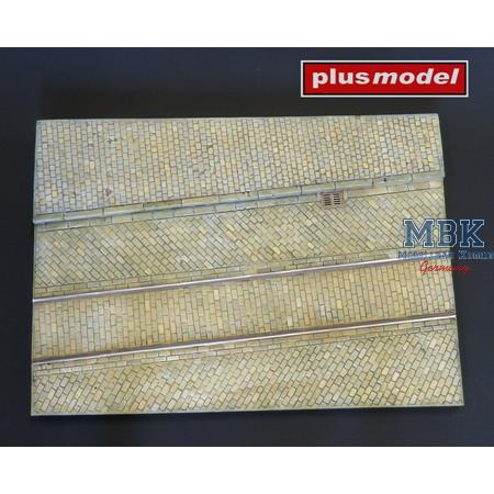 Display base - Cobblestone street with tram tracks