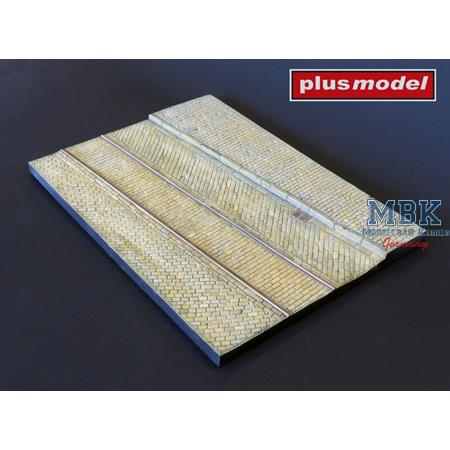 Display base - Cobblestone street with tram tracks