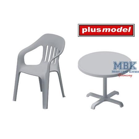 Plastic chairs and table