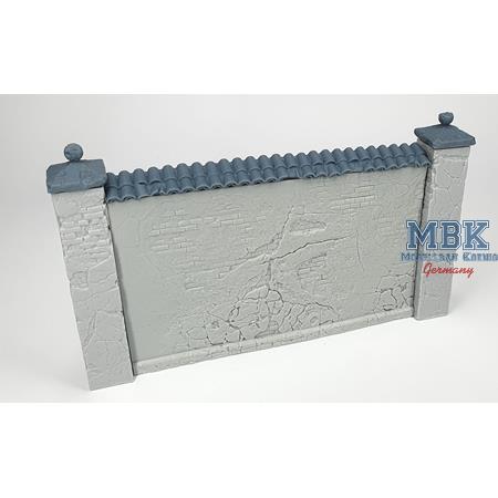 Primed brick wall with pillars & it. roof tileS