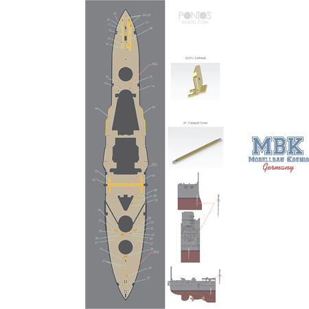 HMS Dreadnought Wooden Deck set 1907 1/350