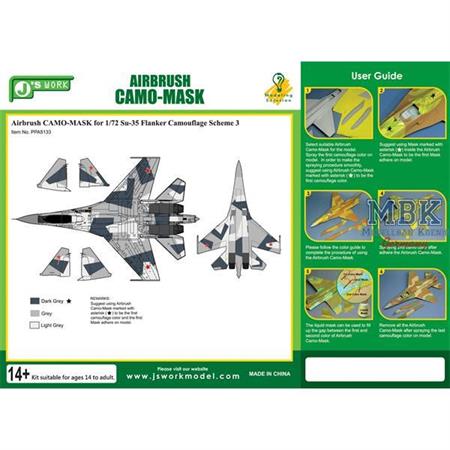 Airbrush CAMO-Mask for1/72 SU Flanker Camouflage 3