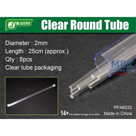 Clear Round Tube Ø 2mm, Klarplastik Hohlprofil