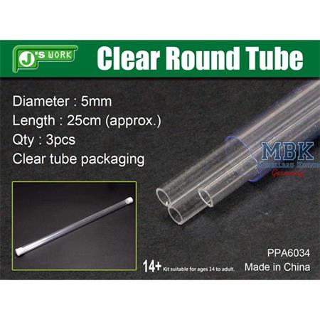 Clear Round Tube Ø 5mm, Klarplastik Hohlprofil