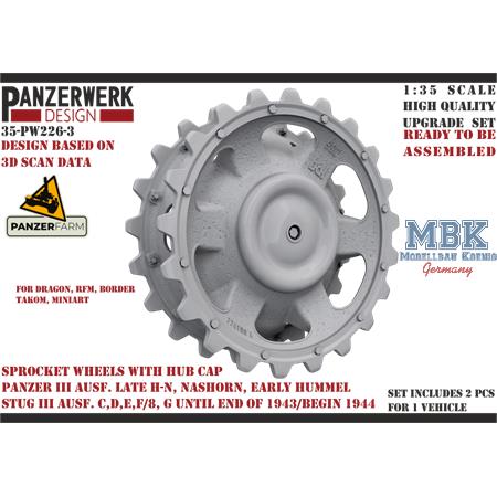 Panzer III StuG III sprockets with hub cap