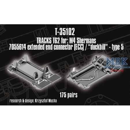 M4 Shermans T62 type tracks w/duckbills type 5