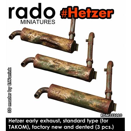 Hetzer early muffler - dented and new (Takom)