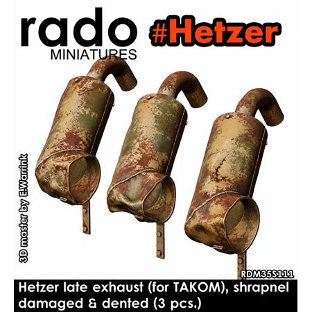 Hetzer late muffler - dented and new (Takom)