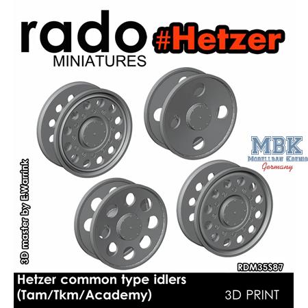 Hetzer idlers set, late (4 types, 4 pairs)