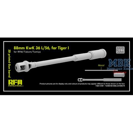 3D print.Gun barrel 88mm KwK 36 L/56 for Tiger I