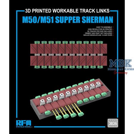 M50/M51 Super Sherman workable tracks (3D printed)
