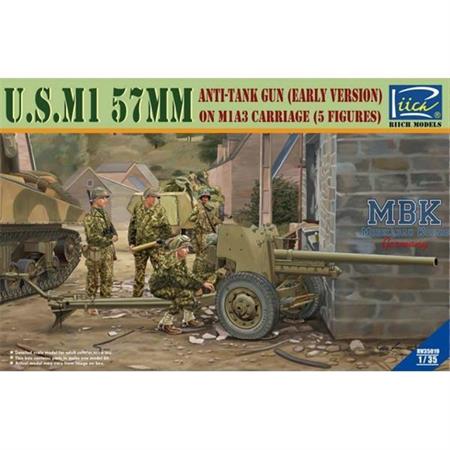 U.S. M1 57mm anti tank Gun early+ 5 Figuren