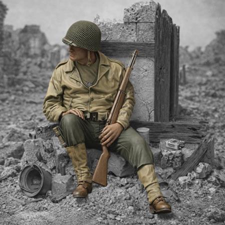 U.S. soldier at rest (WWII)  (1:35)