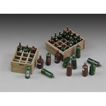 Wine bottles with crates