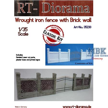 Wrought Iron Fence with Brickwall