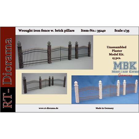 Wrought iron fence with Brick pillars