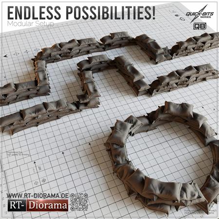3D Resin Print: Sandbag Emplacements (Sewn)