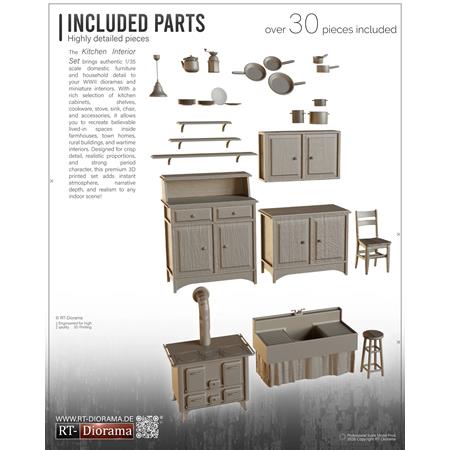 3D Resin Print: Kitchen Interior Set (1940’s)