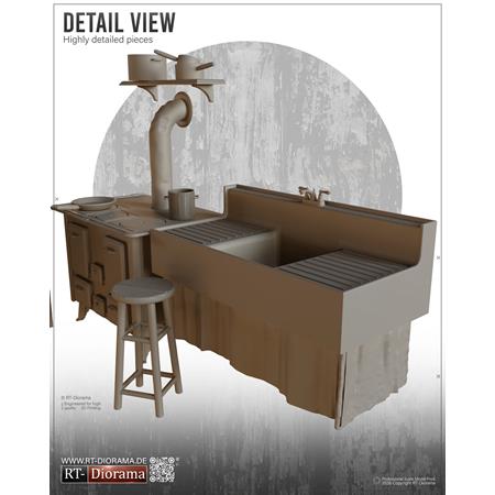 3D Resin Print: Kitchen Interior Set (1940’s)