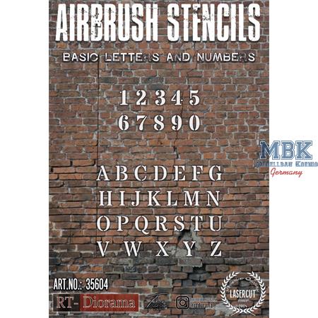 Airbrush Stencil: Basic letters and numbers