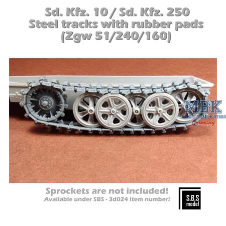 Sd.Kfz.10/ Sd.Kfz. 250 Steel tracks w/ rubber pads