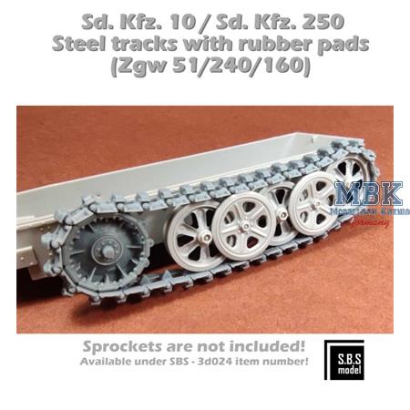 Sd.Kfz.10/ Sd.Kfz. 250 Steel tracks w/ rubber pads