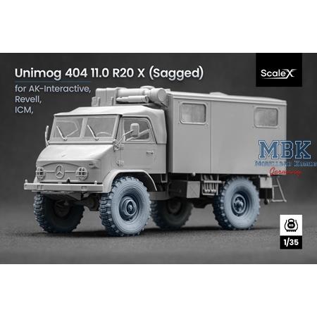 Unimog 404 11.0R20 X v2 Sagged wheel set - 1/35
