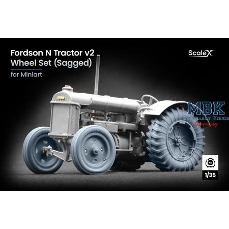 Fordson N Tractor v2 Sagged wheel set - 1/35