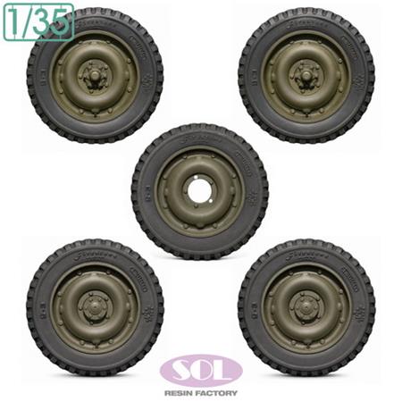 U.S. 1/4 ton Truck Combat Wheel Tires (Tamiya)